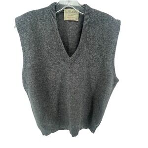 Vintage‎ Lord Jeff Jeff Lamb Cardigan Sweater Vest Mens Large Gray Lambs Wool
